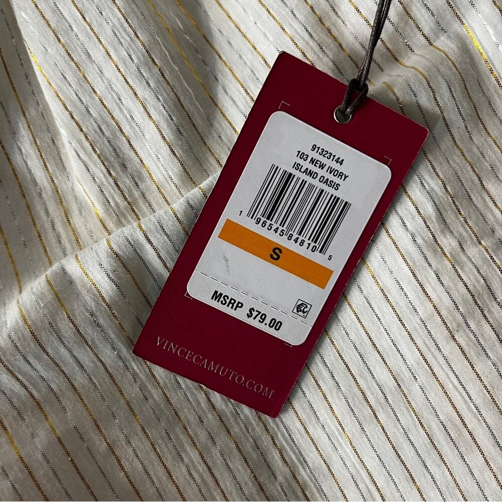 Vince Camuto Ivory Metallic Stripe Tank Top - Picture 9 of 10